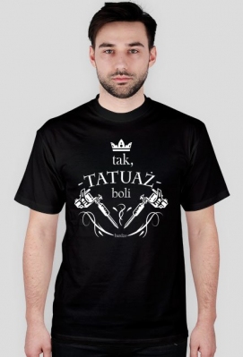 Koszulka Czarna Meska - Tak,Tatuaż Boli Bardzo - TattooWearShop