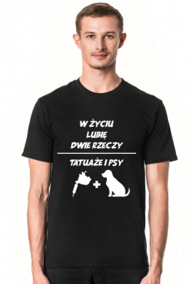 Koszulka" W życiu lubię, dwie rzeczy- tatuaże i psy" - TattooWearShop